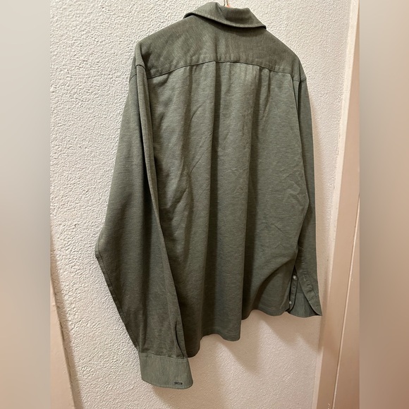 Proper Cloth Polo Shirt Men’s Olive Long Sleeve Cotton Size 16.5 - Picture 4 of 7